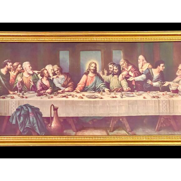 Vintage Last Supper Framed Print Gold Frame Christian Wall Art-Leonardo da Vinci - Picture 4 of 8